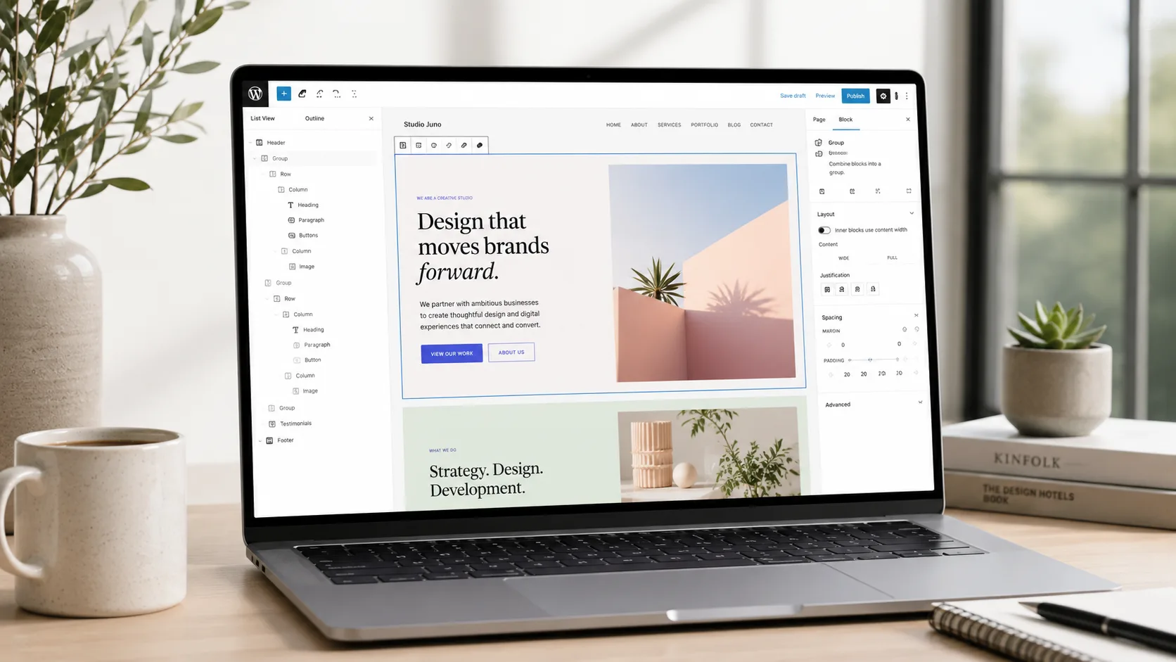 WordPress dashboard on a laptop screen